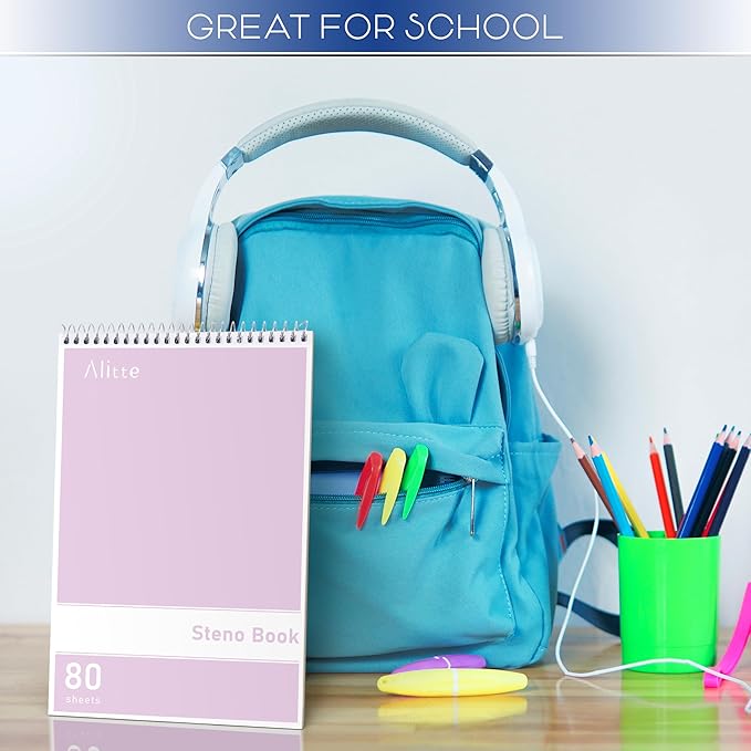 Steno Pads Spiral 6x9-12 Pack Pastel Colors - Perfect for Work, School, and Home Use, Easy Tear-Off Pages, Gregg ruled, White Paper - No Ink Bleeds - 80 Sheets-DeskLoop Office