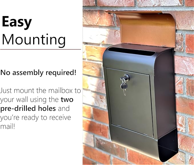 NACH Locking Mailbox, 16 x 4.5 x 10 inch, Waterproof Mailbox Wall Mount - Image 4