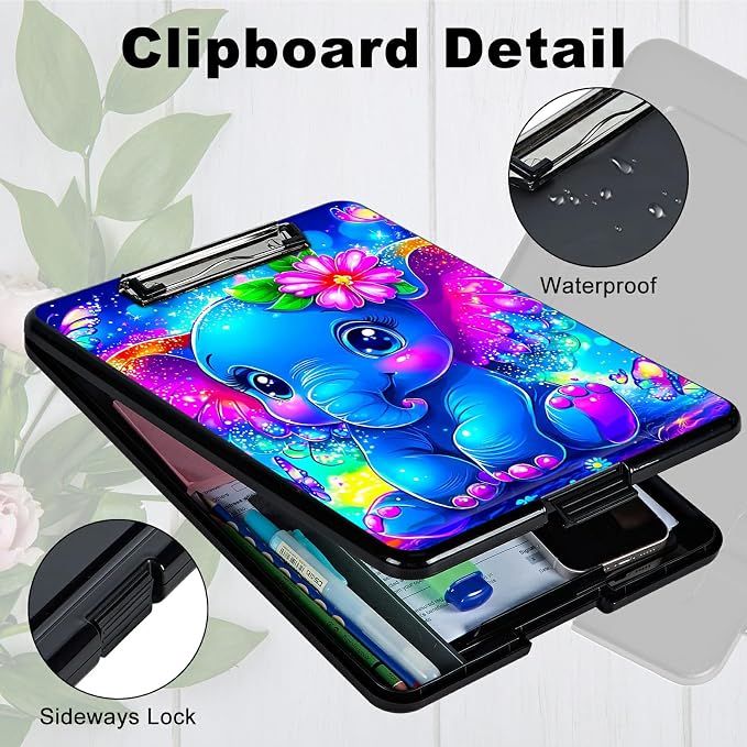 Blue Elephant Flowers A4 Clipboard - Image 3