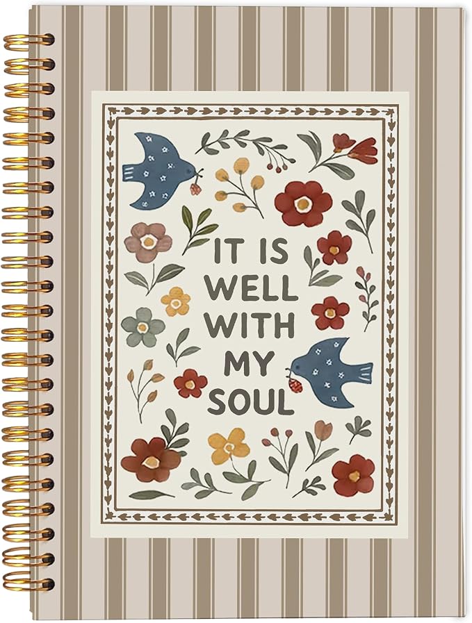 Ecezatik Christian Floral Bird Notebook Journal, It Is Well by Ecezatik