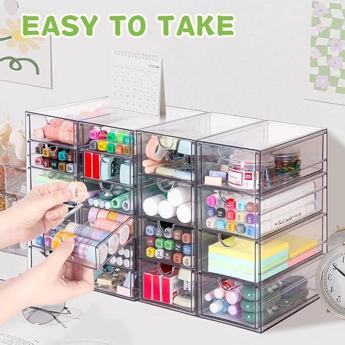 VZKAH Acrylic Organizer with Drawers | 20 Drawers 4 Sets | Desk Organizer and - Image 4