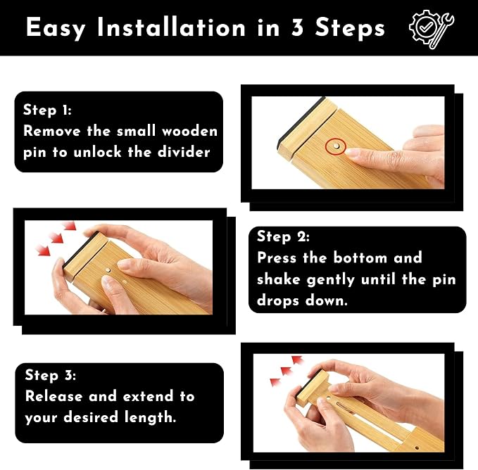 Expandable Bamboo Drawer Dividers 8 pack - Image 6