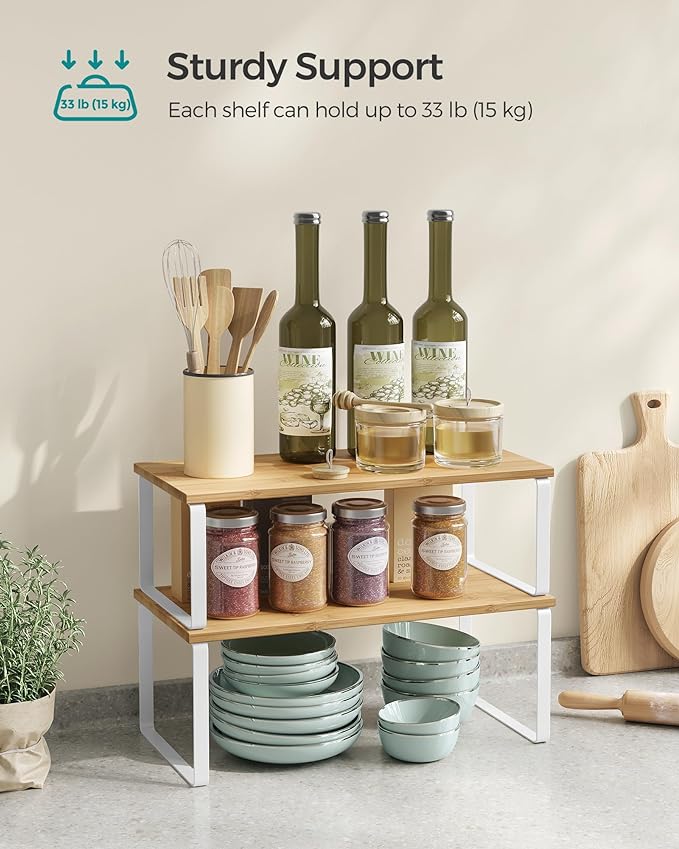 SONGMICS Cabinet Organizer Shelf, Kitchen Storage, Spice Rack, Expandable - Image 4