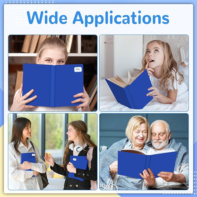 Jumbo Book Covers 8 Pack Reusable Fabric Book Cover Protective Books Covers 9 x 11 Inch Blue Stretchable Books Sleeve Cover with Label Sticker for Most Hardcover Textbooks Up to 10 x 12.5 Inch-DeskLoop Office