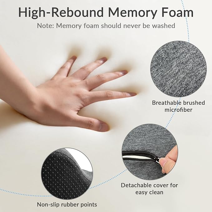 Exclusivo Mezcla Memory Foam Seat Cushion, Ergonomic Tailbone Pain Relief - Image 2