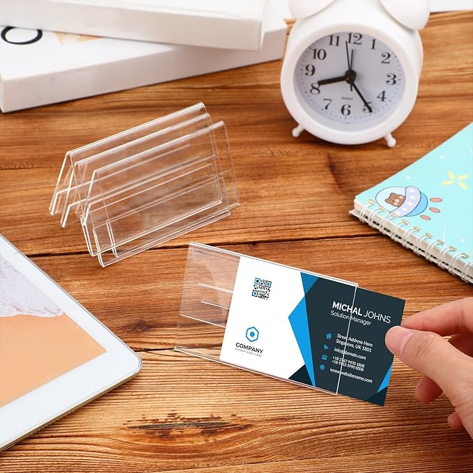 Fulmoon 30 Pcs Mini Acrylic Sign Holder, 2 x 3.5 Inches Small Clear Sign - Image 2