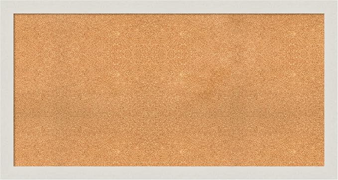 Amanti Art Natural Cork Board for Wall, 27x51 Vision Board with White Frame, Oversize Corkboard Office Decor for Home Organization, Country Rustic Corkboard Pinboard to Display Items for Home-DeskLoop Office