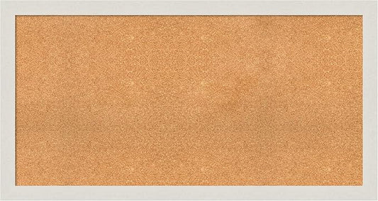 Amanti Art Natural Cork Board for Wall, 27x51 Vision Board with White Frame, Oversize Corkboard Office Decor for Home Organization, Country Rustic Corkboard Pinboard to Display Items for Home-DeskLoop Office