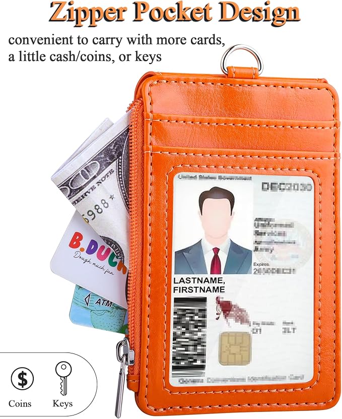 Teskyer ID Badge Holder with Lanyard, Lanyard Wallet, Bright Dark Pink | 4-Card - Image 5