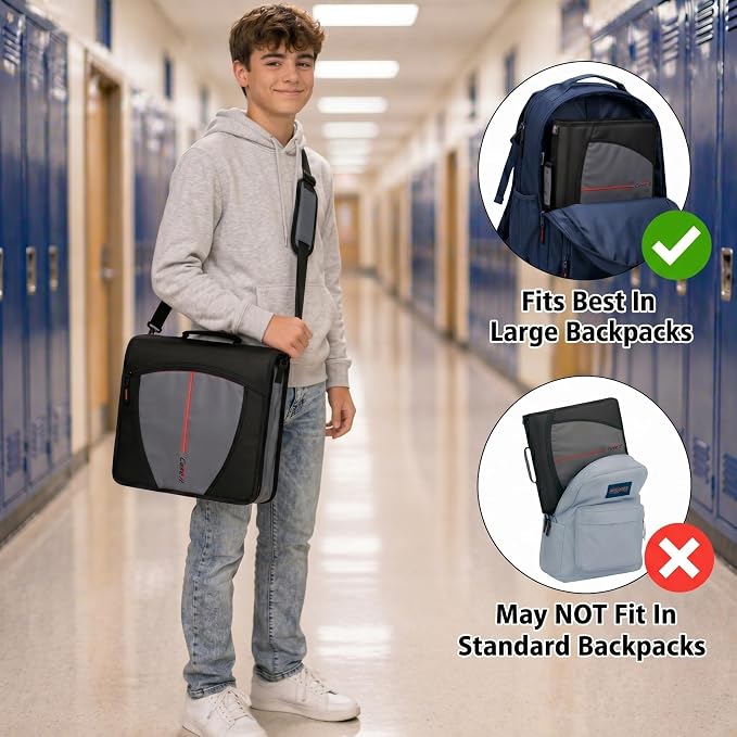 Case-it Mighty Zip Tab School Zipper Binder | 3-Inch O-Rings, 600-Sheet Capacity - Image 8