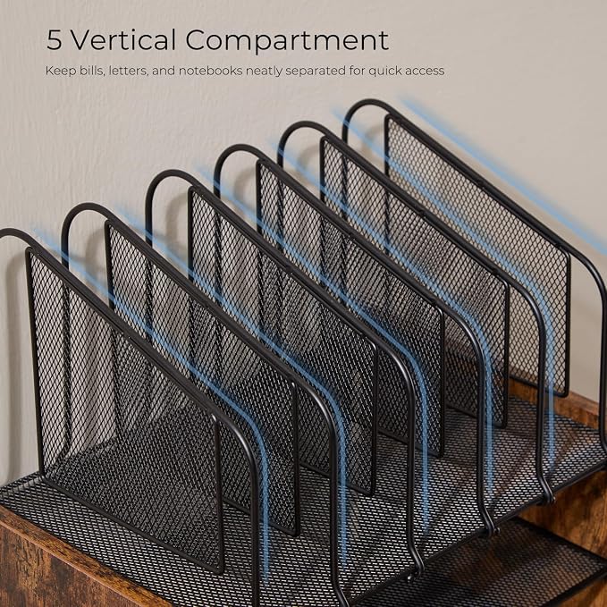 Y YOMA Wooden Desk Organizer, 4-Tier Mesh Desk Organizer - Image 5