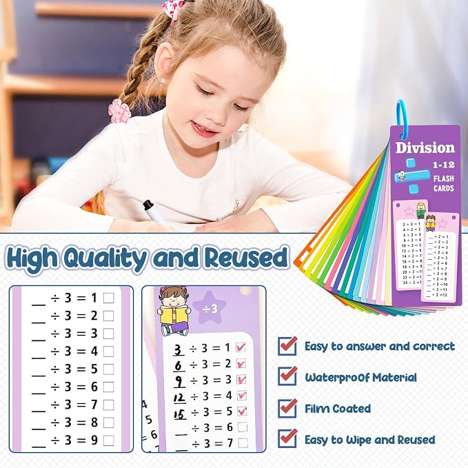 60Pack Multi Math Flash Cards, Addition Subtraction Multiplication Division - Image 4