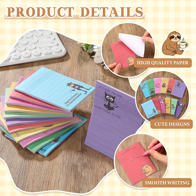 12 Pcs Funny Sticky Notes for Work 4x3 Inches Sarcastic Self Adhesive Notepads - Image 3