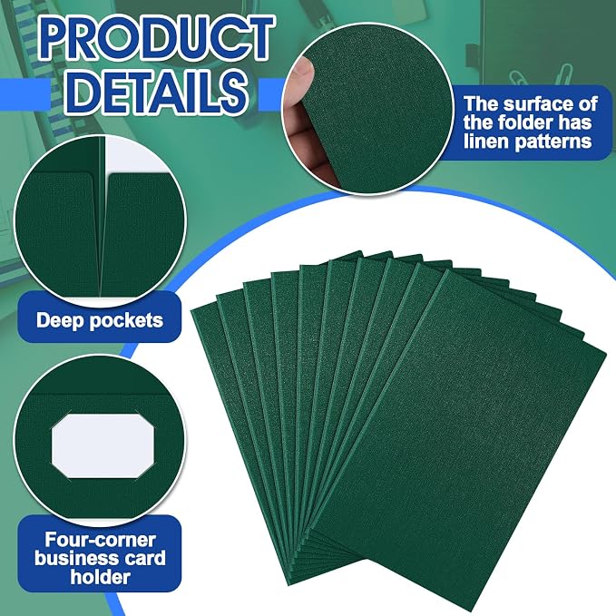 25 Pack 9" x 14.5" Legal Size Folders Linen Presentation Folders Bulk - Image 3