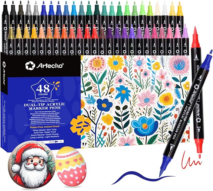 Artecho Acrylic Paint Markers 48 Colors, Acrylic Paint Pens by Artecho