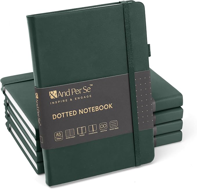 &And Per Se Dotted Journal Notebook, A5 Hardcover Leather Dotted Journal by AndPerSe