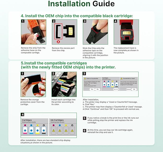 923 Ink Cartridges Combo Pack Without Chip High Yield Compatible for HP 923 Ink Cartridges 923XL Work for OfficeJet Pro 8130e 8135e 8139e 8138e 8120e 8122e 8124e (4 Pack, Black Cyan Magenta Yellow)-DeskLoop Office