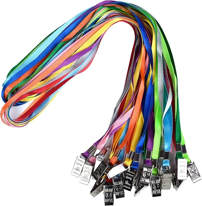 Wisdompro Lanyard with Bulldog Clip, 20 Pack of 17 inch Flat Nylon Neck Lanyard by Wisdompro