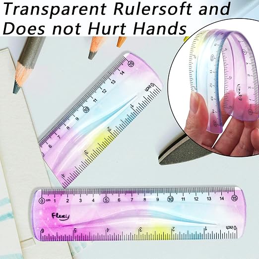 2 PCS 6 Inch Flexible Ruler, Bendable Plastic Ruler, Soft Bendable Gradient - Image 5