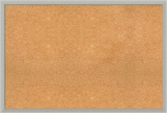Amanti Art Natural Cork Board for Wall, 26x38 Vision Board with Silver Wood Frame, Large Corkboard Office Decor for Home Organization, Casual Corkboard Pinboard to display items for home organization-DeskLoop Office