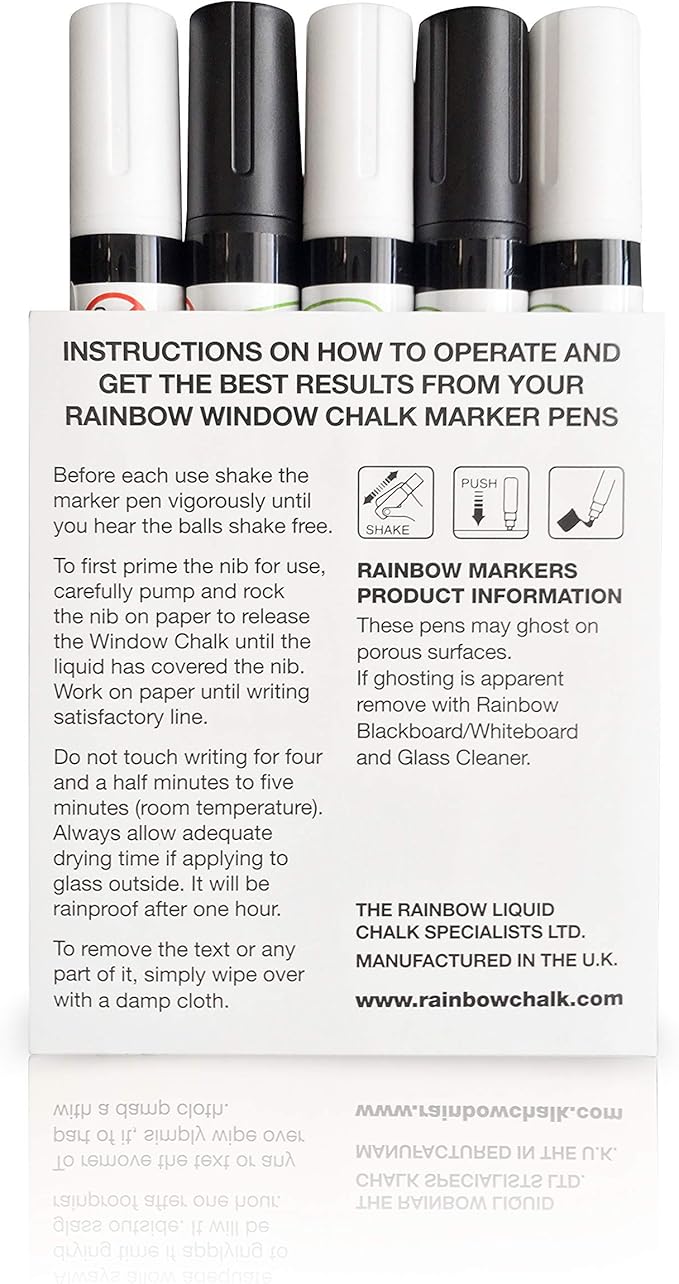 Glass Pen Window Marker: Liquid Chalk Pens for Glass, Whiteboard Markers with Washable Paint - Graduation, Car Windows, Mirror, Storefront, Wedding, Party & Holiday (5 Pens - Black & White - Fine Tip)-DeskLoop Office