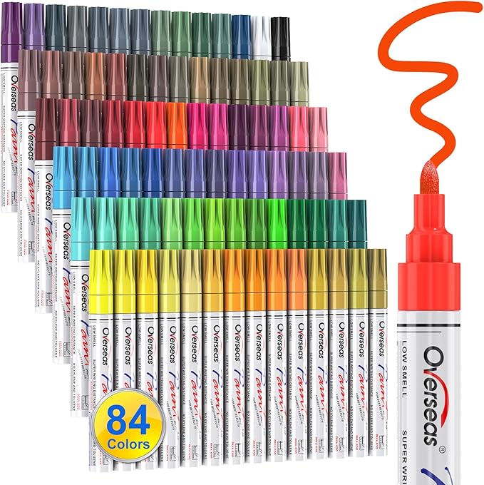 Overseas 84 Colors Paint Pens Oil Based Permanent Markers by Overseas