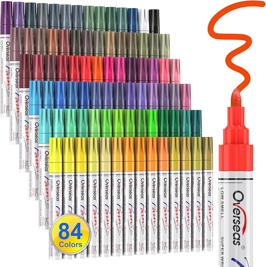 Overseas 84 Colors Paint Pens Oil Based Permanent Markers by Overseas