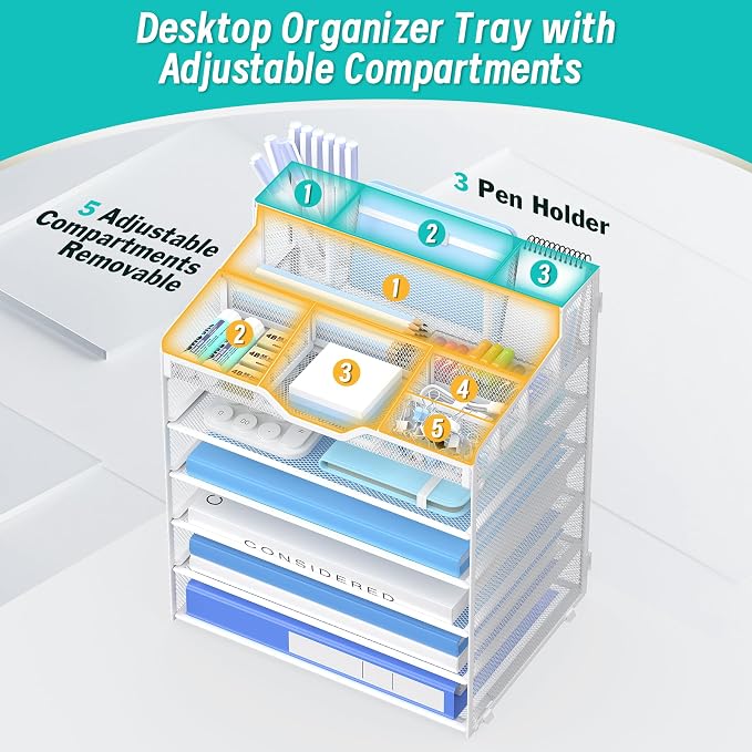 6 Tier Mesh Desk Organizer - Image 5
