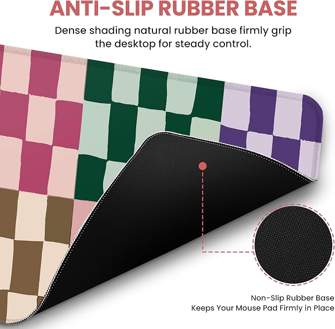 Aesthetic Desk Mat, Cute Checkered Pattern Desk Pad Protector - Image 3