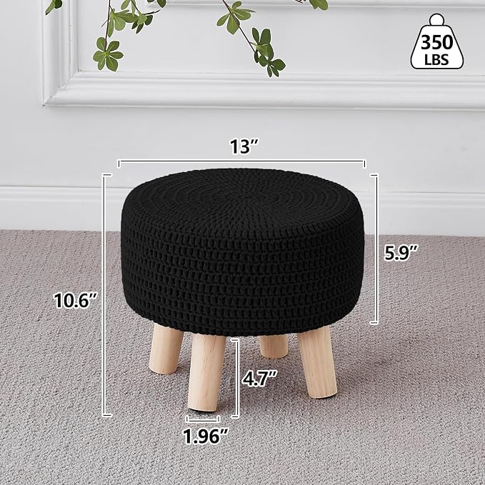 Wimarsbon Small Ottomans, 100% Hand Knitted Pouf Ottoman, Round Footrest - Image 3