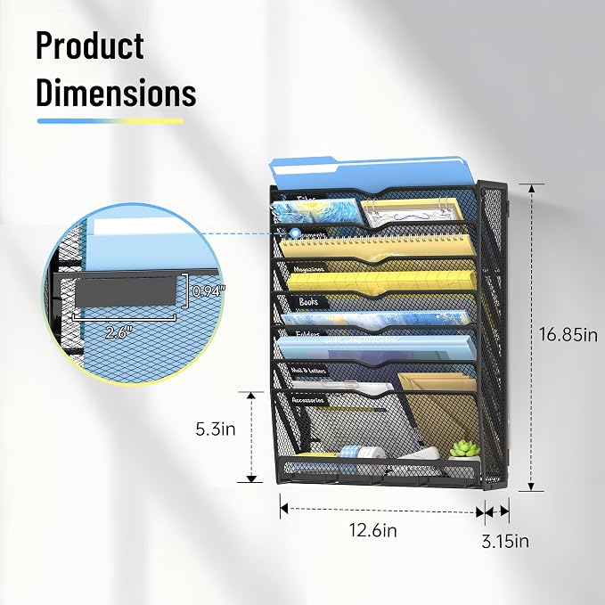 SUPEASY 8 Tier Wall File Organizer - Image 2