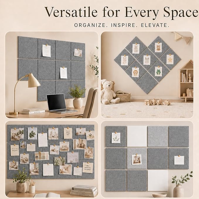 Felt Bulletin Board Tiles, Large Cork Board Alternative, 24 x 36 in | 0.35 in - Image 6