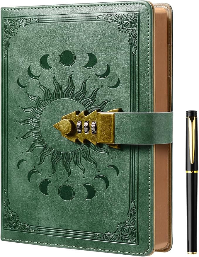 ZXHQ Lock Diary with Pen, A5 Ruled 240 Pages PU Leather Journal with Lock by ZXHQ