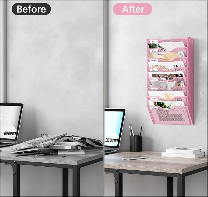 EasyPAG 8 Pocket Mesh Wall File Organizer, Hanging Paper Folder Holder - Image 5