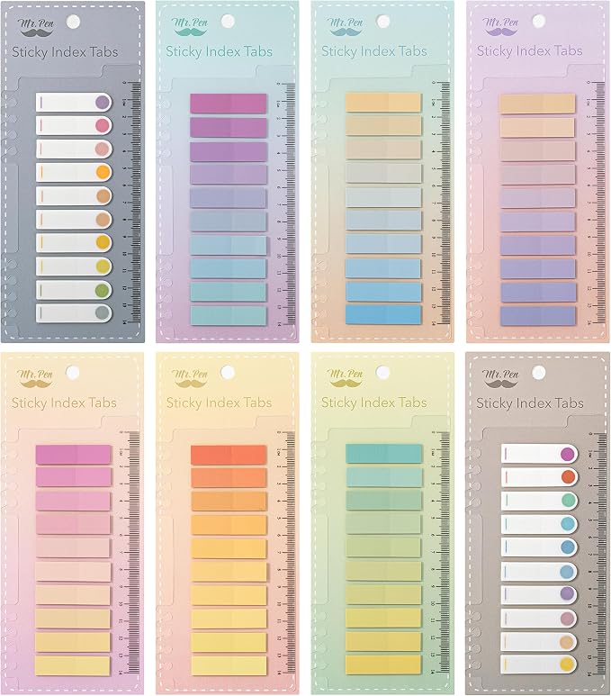 Mr. Pen- Colorful Sticky Tabs, Translucent Page Markers | Water-Resistant Book by MrPen