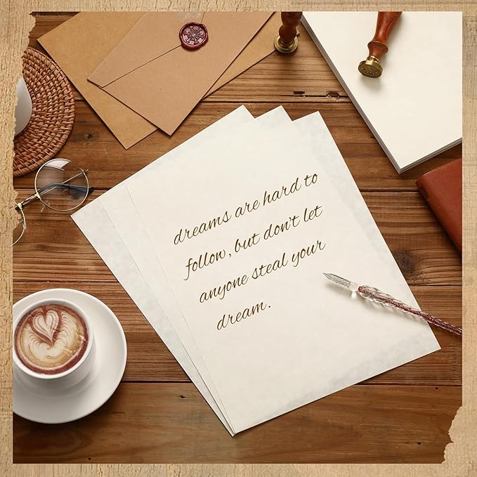 Epakh 200 Sheets Old Age Parchment Paper 8.5 x 11 Inch Standard Letter Vintage Colored Old Parchment Semblance Double Side Printing Paper(Light Gray)-DeskLoop Office