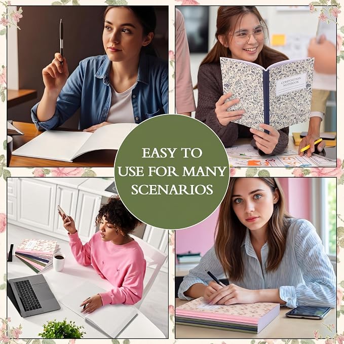 MotiMind 6 Pcs Pastel Wildflower Composition Notebook College Ruled Back to - Image 6