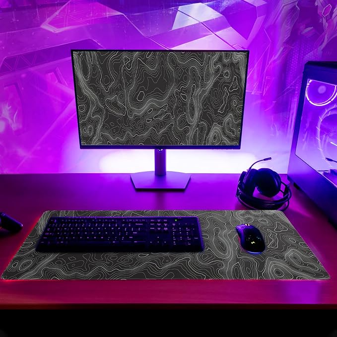 Topographic Contour Extended Big Mouse Pad Large, Gaming Mouse Pad Desk Pad - Image 3