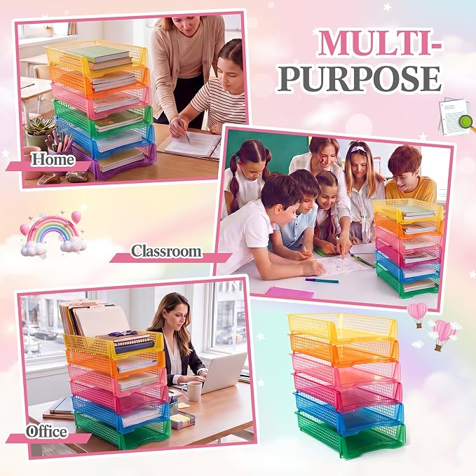 Geetery Set of 6 Turn in Trays Classroom Plastic Trays - Image 5