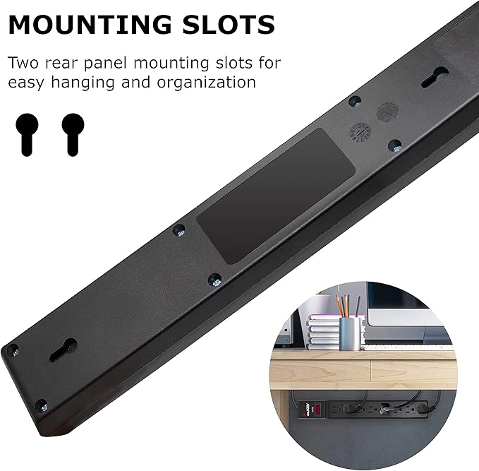 Digital Energy 15 FT 8 Outlet Surge Protector Power Strip - 15 AMP, 1875 W, 125 V, 350 J Surge Protection, ETL Listed - Flat Plug, Black-DeskLoop Office