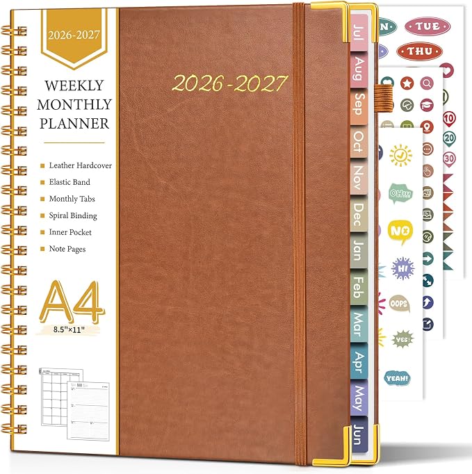 Academic Planner 2026-2027, Hardcover Leather Weekly and Monthly Calendar by Unknown