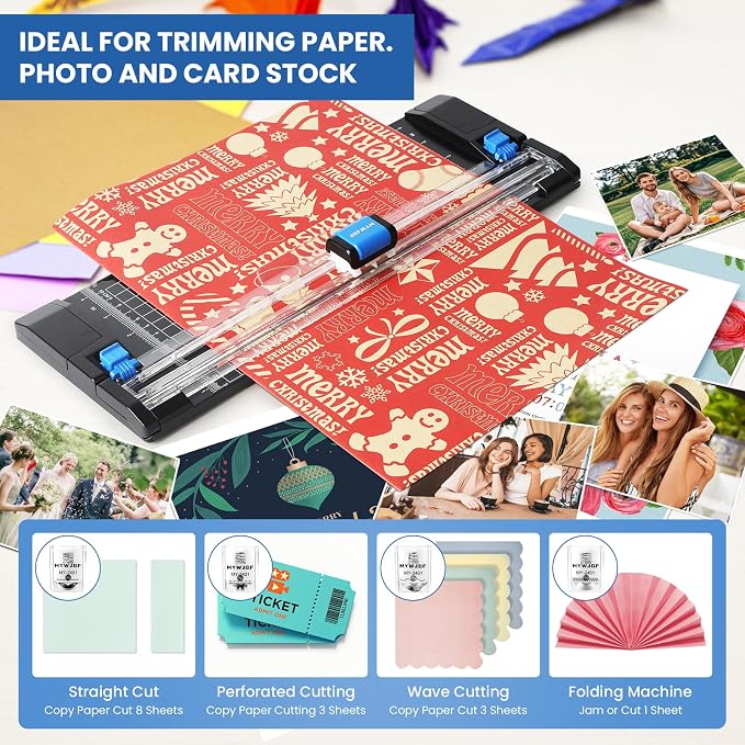 Paper Cutter, 12 Inch Rotary Trimmer, 5 Blades 4 Functions, - Image 6