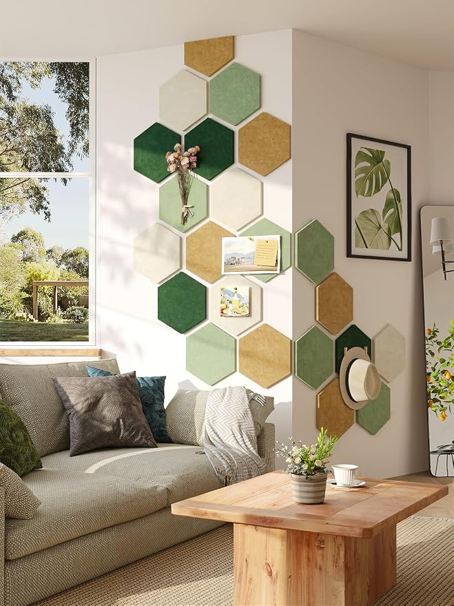 8 Pack Hexagon Felt Bulletin Board Tiles - Image 2