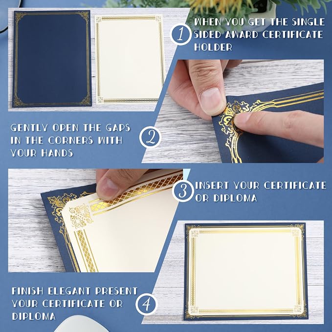 Kosiz 300 Pcs Linen Certificate Holders Kit 100 Gold Foil Certificate Paper 100 - Image 3