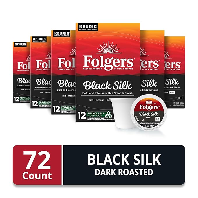 Folgers Black Silk Dark Roast Coffee, 72 Keurig K-Cup Pods-DeskLoop Office
