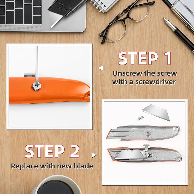 DIYSELF Utility Knife, 20 Pack Heavy Duty Box Cutter Retractable, Box Cutter - Image 5