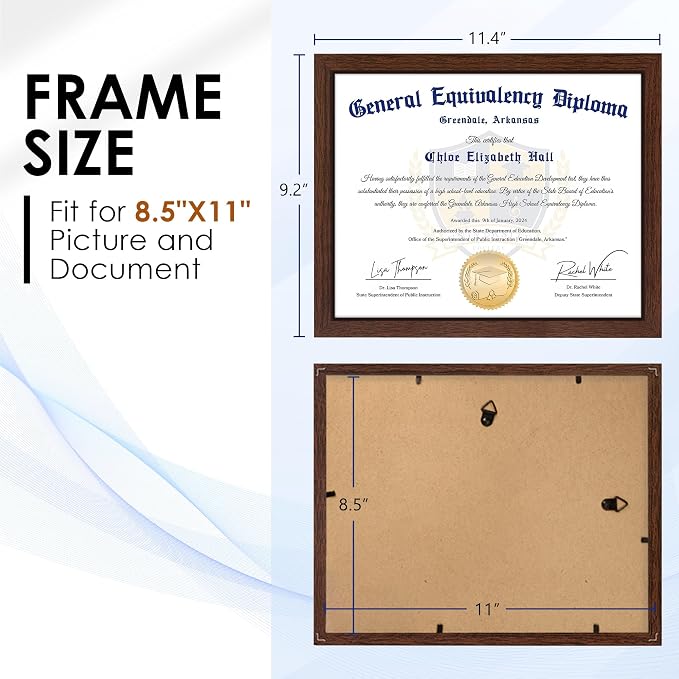 FIXSMITH 8.5x11 Diploma Frame, 2 Pack Certificate Frame - Image 2