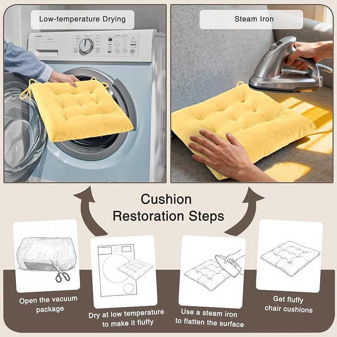 OVOV 4 Pack Chair Cushions for Dining Chairs Soft Seat Cushions for Kitchen - Image 7
