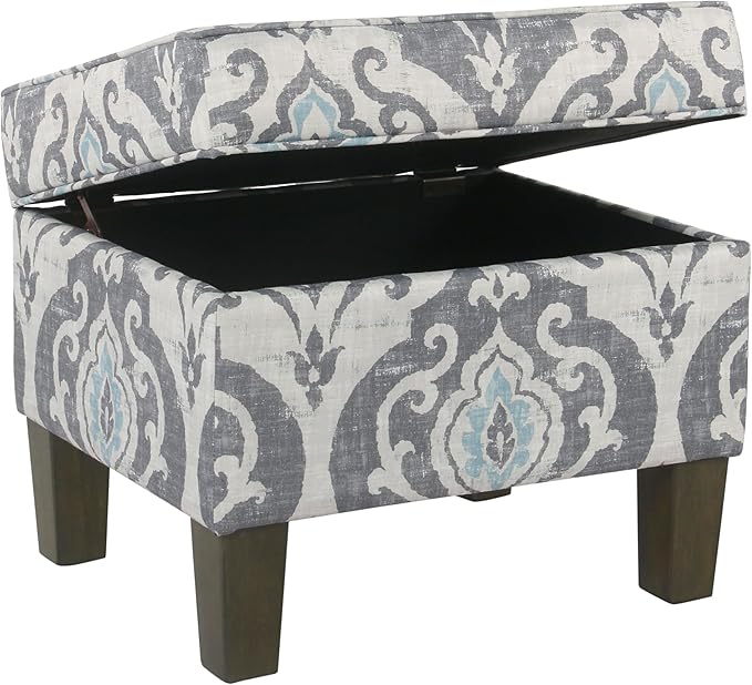 Home Decor | Dinah Collection Modern Storage Ottoman | Ottoman with Storage for Living Room & Bedroom(Blue Slate)-DeskLoop Office