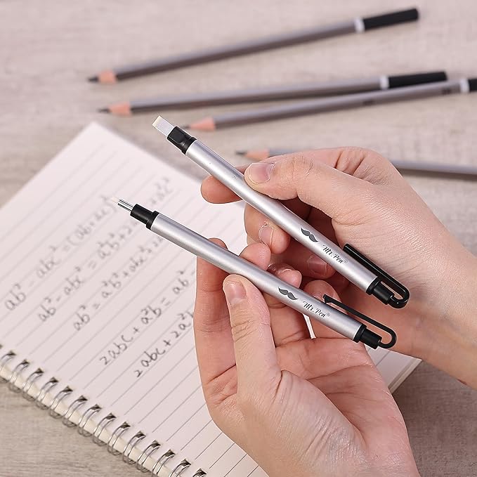 Mr. Pen- Pen Style Eraser Set, 2 Pack, Square & Round Tip | Precision Pencil - Image 7